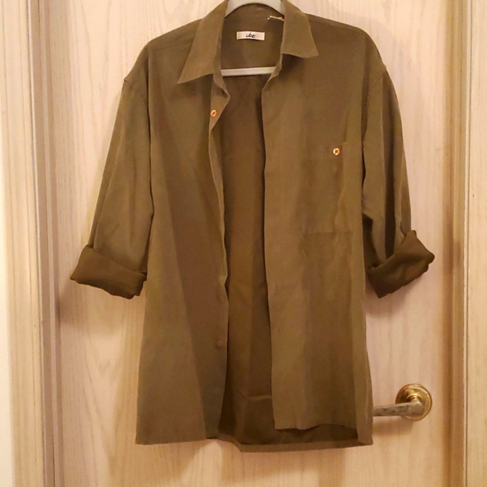 Suede button down